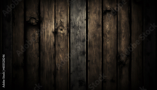 Wood planks texture background  old dark wooden wall in barn  generative AI