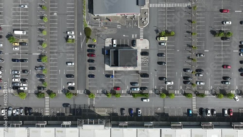 View of the car park with a large number of cars of the shopping centre
