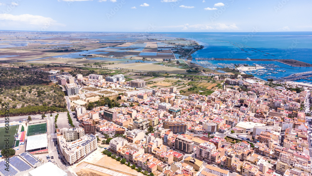 Vista panorámica de la Ràpita, población del Delta del Ebro (Tarragona)