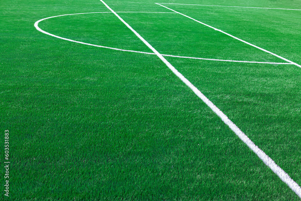 Lawn soccer field . Green football field grass Lawn soccer field . Green football field grass