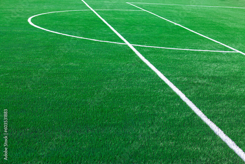 Lawn soccer field . Green football field grass © russieseo