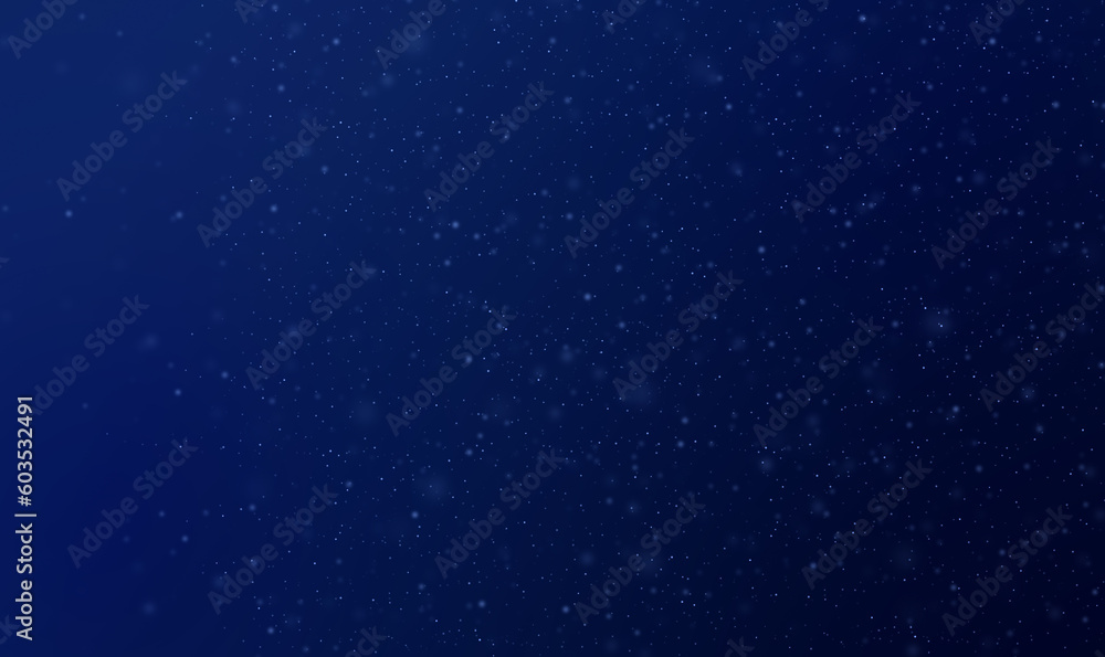 Fototapeta premium Scattered Tiny Dots Floating on a Dark Background, Creating Various Focal Points. Navy Blue Illustration with Small Particle Backgrounds.