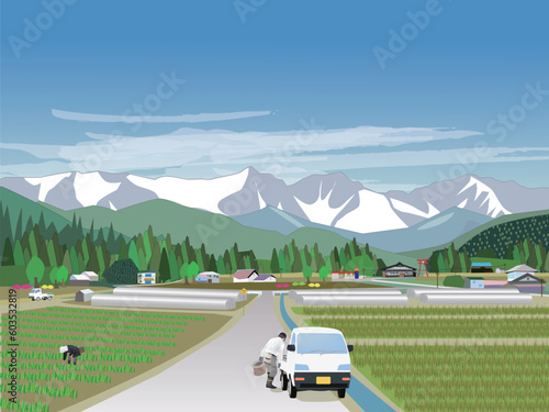 田舎の農家風景