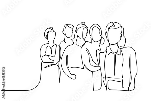 business office women group team modern pose line art