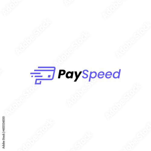 Modern logo combination of P, speed and credit card. It is suitable for use as a payment logo.