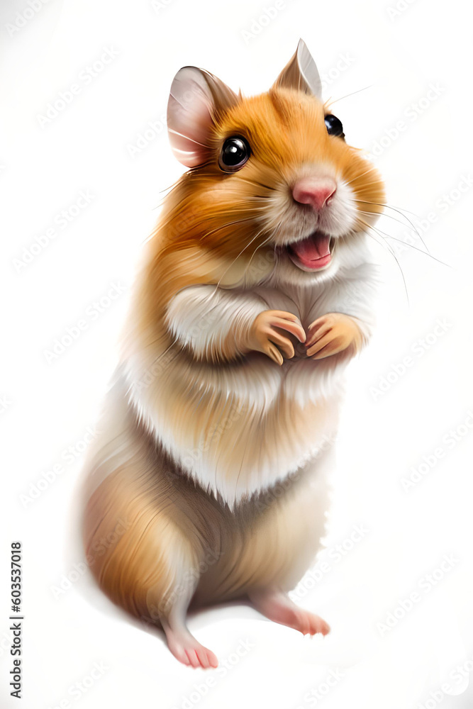 Cute hamster mouse with white background.  Generative AI