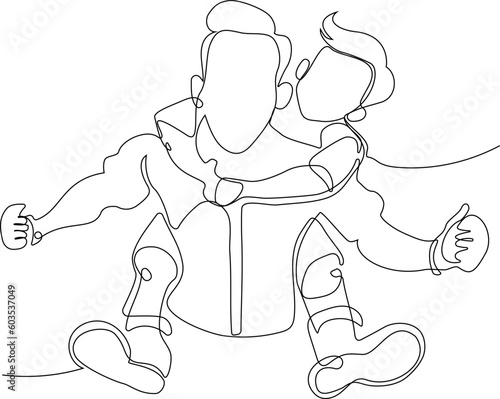 Wallpaper Mural Hugs of a father with a child. One continuous line drawing banner, background, poster with family embrace. Happy Father Day simple vector illustration of child and father. Vector illustration Torontodigital.ca