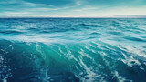 blue waves on the sea wallpaper background. Generative AI