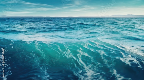 blue waves on the sea wallpaper background. Generative AI