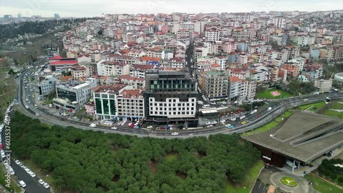 Istanbul/Turkey circa 2023: Movenpick Hotel Golden Horn high altitude fly back photo