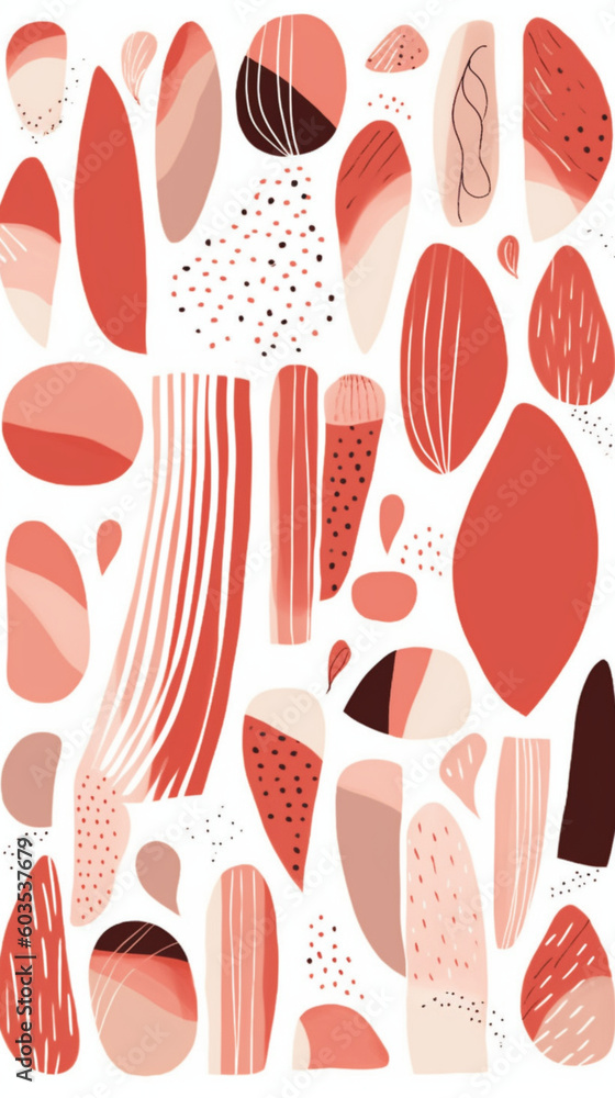 red abstract minimal vector boho shapes and lines red abstract minimal vector boho shapes and lines