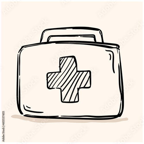 first aid doodle icon vector