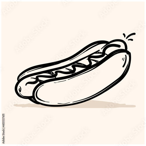 hot dog doodle icon vector