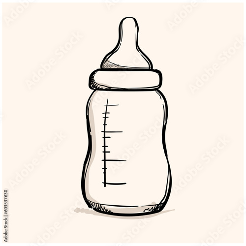 baby bottle pacifier doodle vector icon