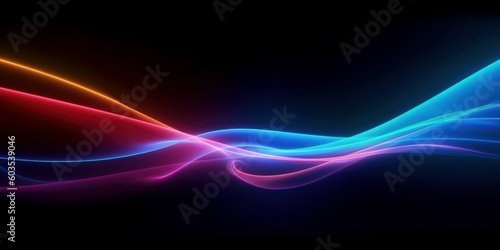 Spectrum neon lights abstract background. Futuristic waves. AI generated, human enhanced