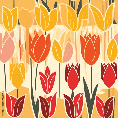 Seamless Colorful Tulips Pattern.

Seamless pattern of tulips in colorful style. Add color to your digital project with our pattern!