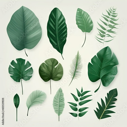 Tropical leafs collection  green leaves