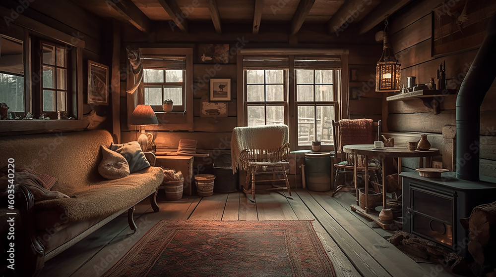 Cozy Earthtones - Cozy Cabin Living Room with Earthy Finishes and Natural Wood Furniture in Warm Earth Tones Cozy Earthtones - Cozy Cabin Living Room with Earthy Finishes and Natural Wood Furniture in Warm Earth Tones