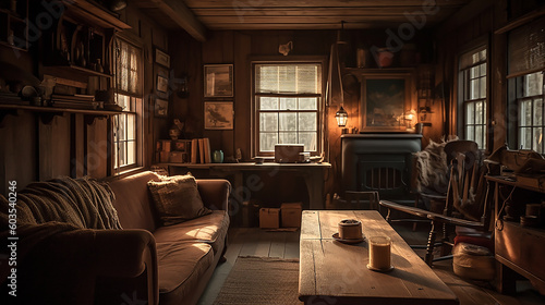 Earthen Coziness - Embracing Coziness and Earthy Tones in a Rustic Cabin Interior © Chris