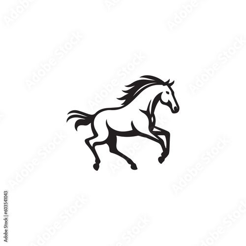 Fototapeta Naklejka Na Ścianę i Meble -  horse jumping, black white illustration isolated on white background