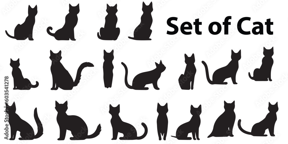 A set of silhouettes of cats vector illustration.