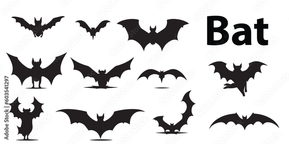 Naklejka premium A silhouette bat vector collection.