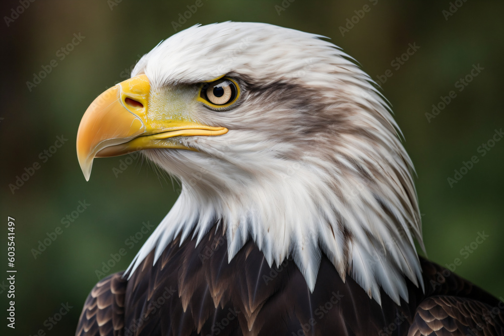 A close up of a bald eagle with a green background Generative Ai A close up of a bald eagle with a green background Generative Ai