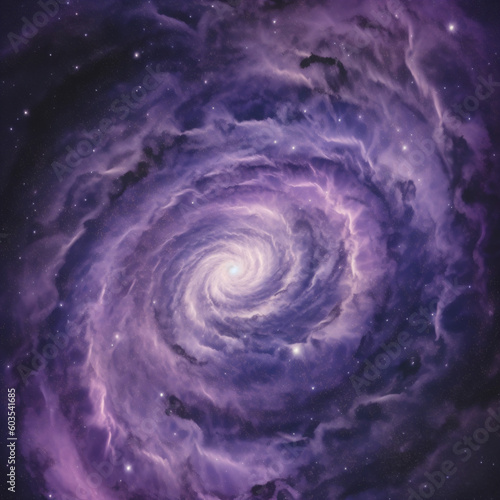 A purple spiral galaxy with stars in the background Generative Ai