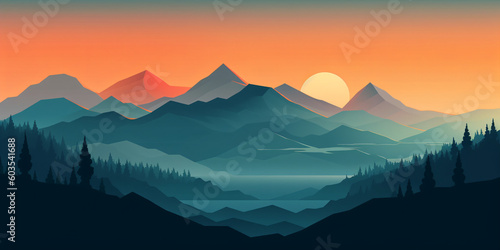 A sunset over a mountain range Generative Ai
