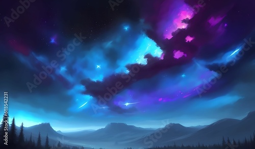 Night sky and clouds,AI generated