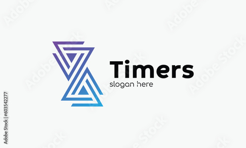Timer deadline sand triangle arrows concept watch clock hour minute second symbol logo vector simple measure