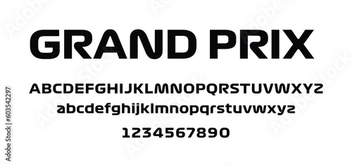 Sport Modern Formula grand prix race Italic Alphabet Font icon logo sign symbol Typography urban style fonts technology digital movie graphic design vector illustration black white background
