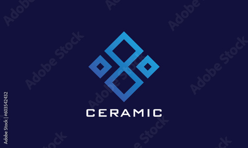Ceramic square blue color logo vector symbol decoration interior exterior building wall floor repair home property real estate architecture tile construction