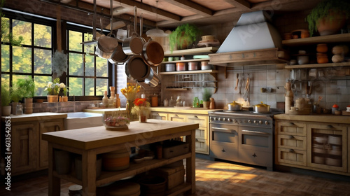 Generative AI  Cozy and Charming Rustic Kitchen Design