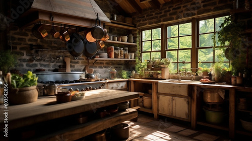 Generative AI, Cozy and Charming Rustic Kitchen Design
