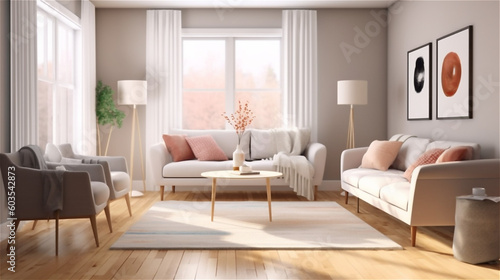 Generative AI, Scandinavian Minimalist Living Room © icehawk33