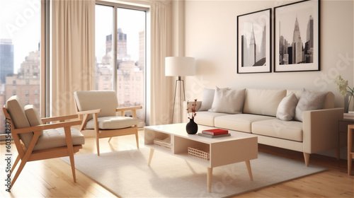 Generative AI, Scandinavian Minimalist Living Room