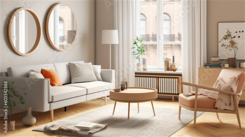 Generative AI  Scandinavian Minimalist Living Room