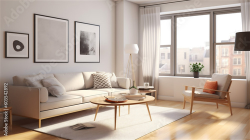 Generative AI, Scandinavian Minimalist Living Room © icehawk33