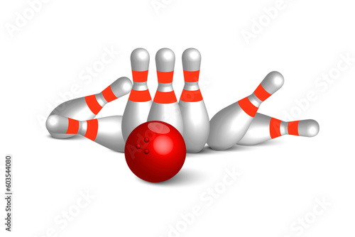 Bowling kegling mockup set. Realistic illustration kegling mockup for web. Vector illustration.