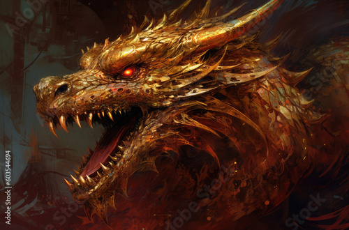 chinese dragon wallpaper art   design  in the style of aggressive digital illustration  generative AI