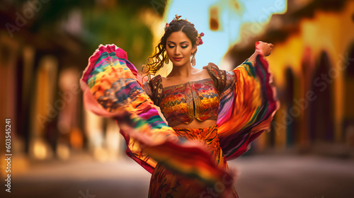 Leinwand Poster latin american, mexican, traditional, folklore, regional colorful, dancer