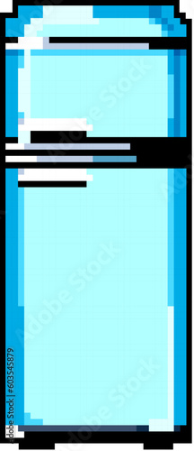 food fridge refrigerator game pixel art retro vector. bit food fridge refrigerator. old vintage illustration
