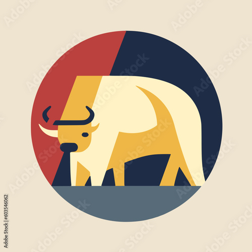 Bull in a circle flat graphic.
