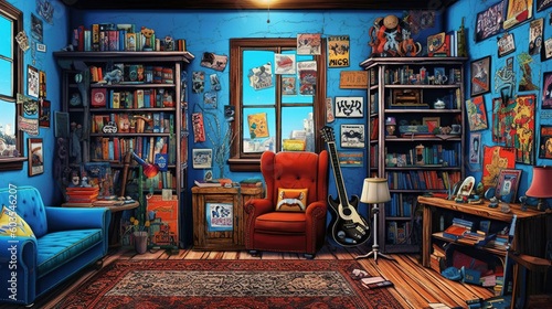 Room with rock and roll interior concept