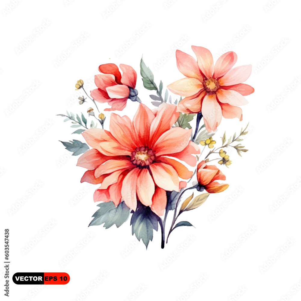 Obraz premium flowers in watercolor frame flower frame