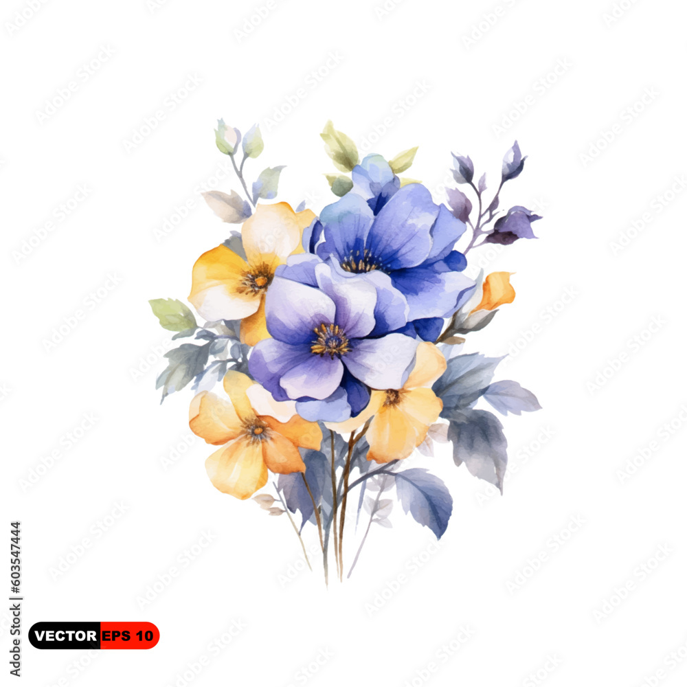 Fototapeta premium flowers in watercolor frame flower frame