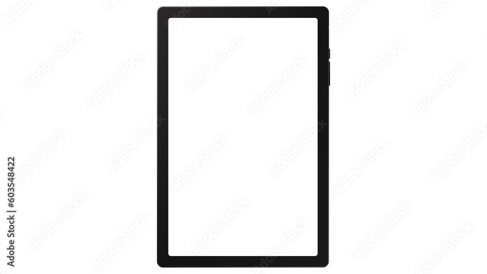 tablet black color with blank touch screen and flare isolated on white background. realistic and detailed device mockup. stock PNG illustration tablet black color with blank touch screen and flare isolated on white background. realistic and detailed device mockup. stock PNG illustration