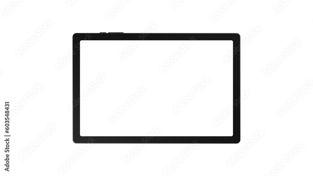 tablet black color with blank touch screen and flare isolated on white background. realistic and detailed device mockup. stock PNG illustration tablet black color with blank touch screen and flare isolated on white background. realistic and detailed device mockup. stock PNG illustration