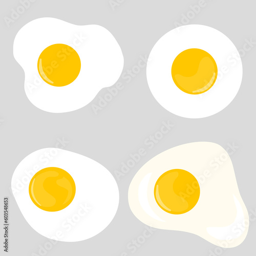 set of fried eggs vector illustration